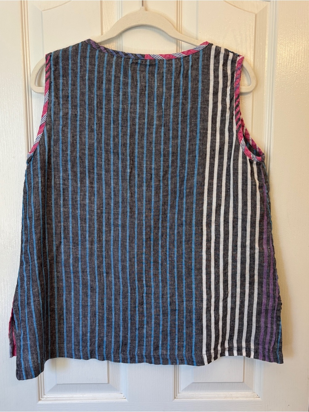 FLAX Striped Oversized 100% Linen V-Neck Tank ~ Women’s Medium ~ - Picture 2 of 5